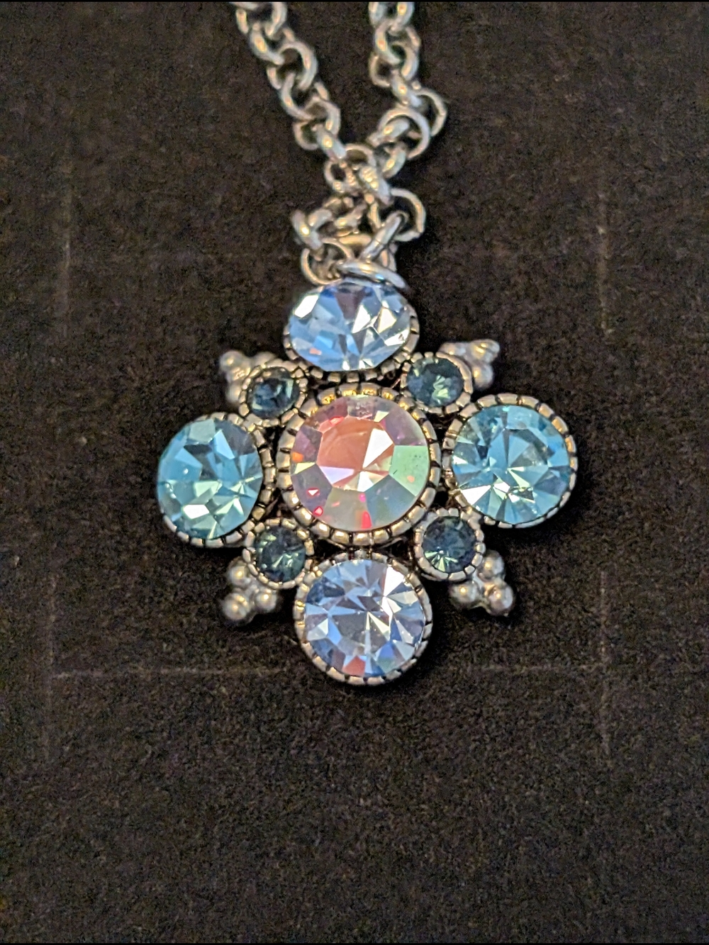 Crystal Medallion Pendant Necklace - Blue Multi
